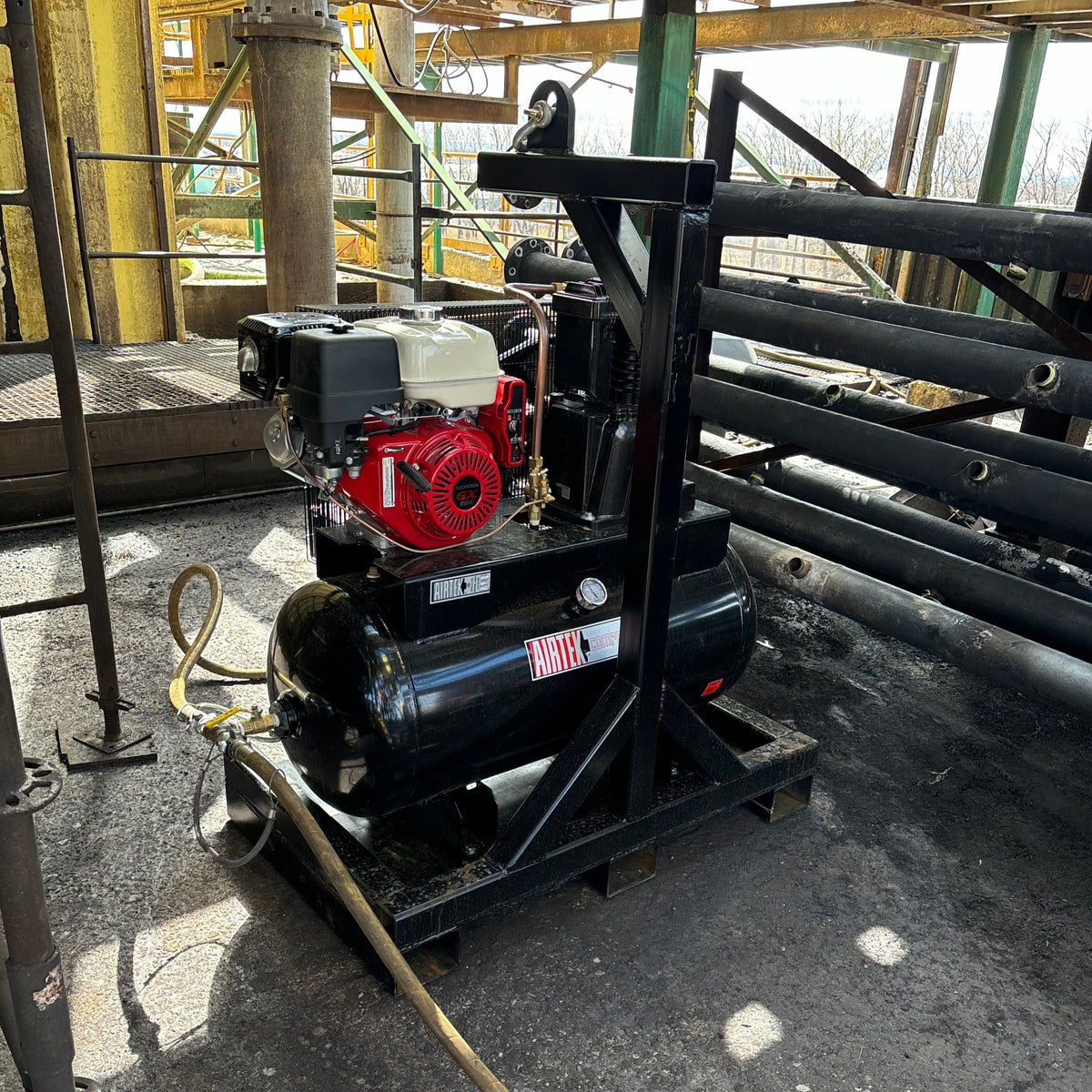 Gas Powered Industrial Air Compressor - Horizontal
